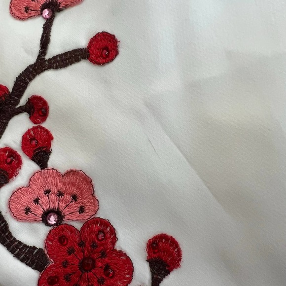 Blush Prom 2pc Skirt Set Size 0 White Red Pink Cherry Blossom Floral Embroidered - Picture 8 of 10